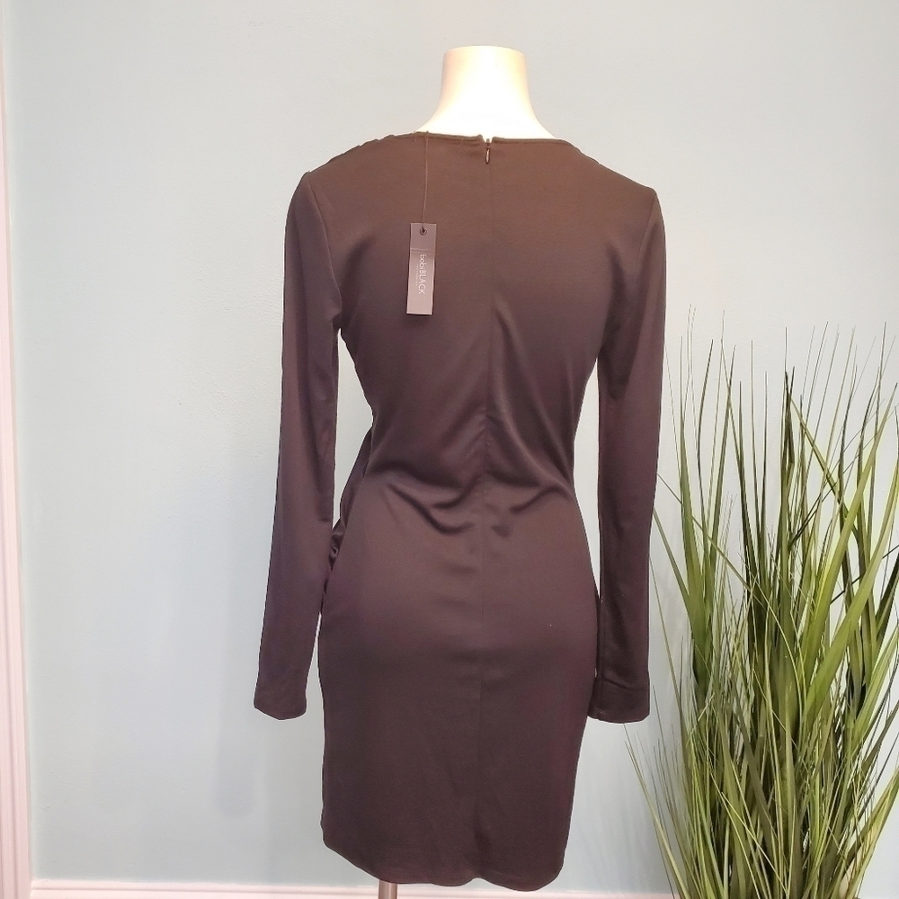 BOBI Black Surplice V Neck Ruch Wrap Size … - Picture 2 of 5